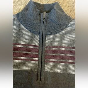 Jack Nicklaus Golf Sweater Mens Medium Gray Stripe Accents Quarter‎ Zip